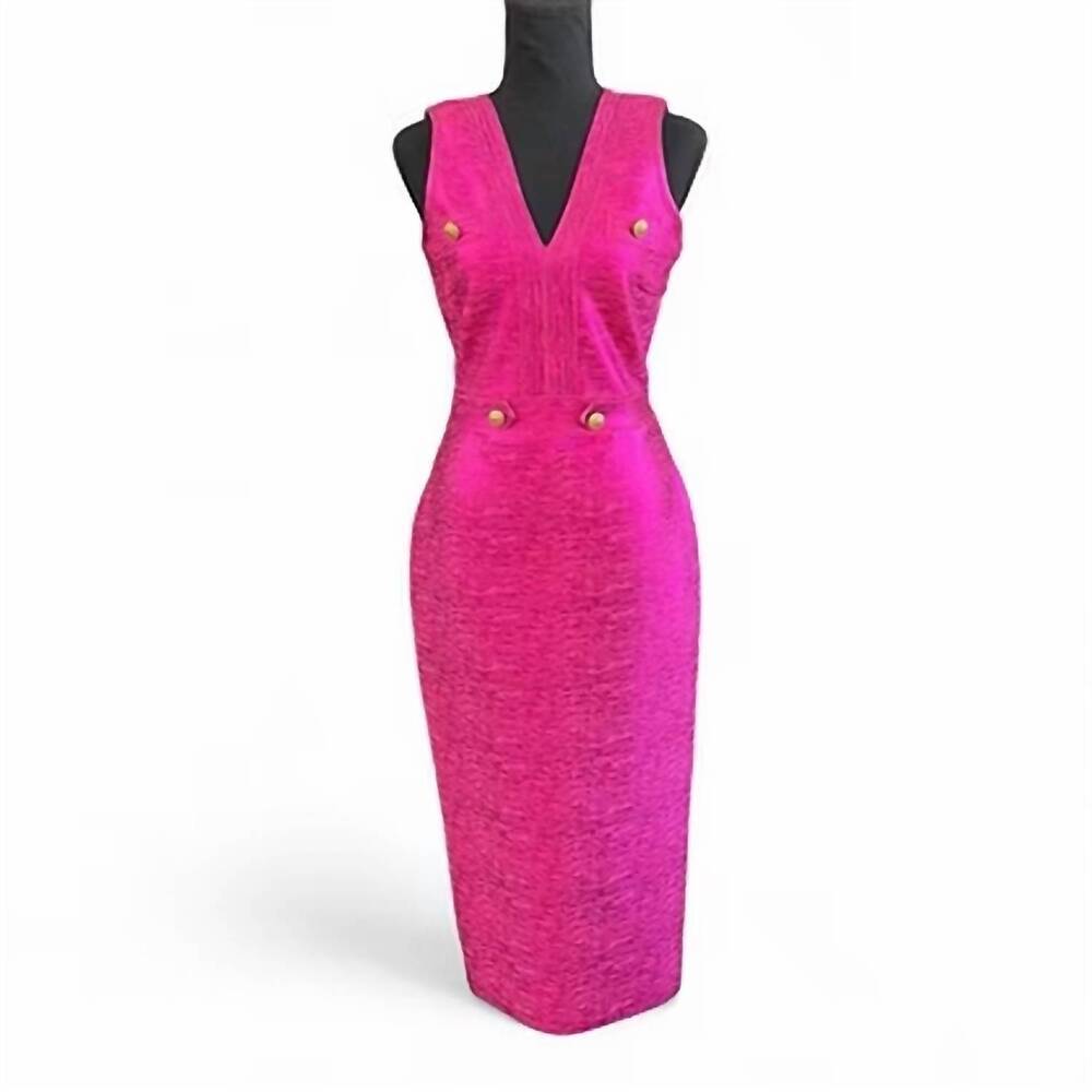 NEW F&P women's midi dress with buttons in fuchsia